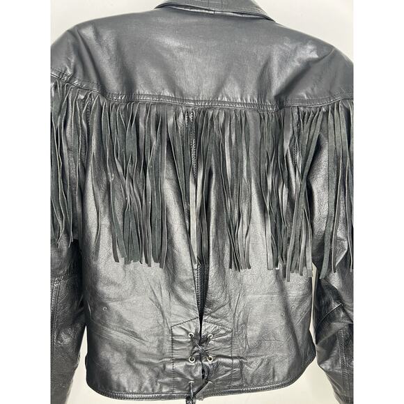 Leather Loft Black Fringe Leather Jacket Women’s Size Small - Picture 10 of 15